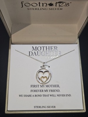 Sterling Silver Heart Pendant Necklace Mother Daughter Friend Mother's Day Gift