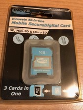 Inov8 1GB SD Card 3-in-1 New Sealed ? SD Mini-SD Micro-SD (Non-SDHC) J567