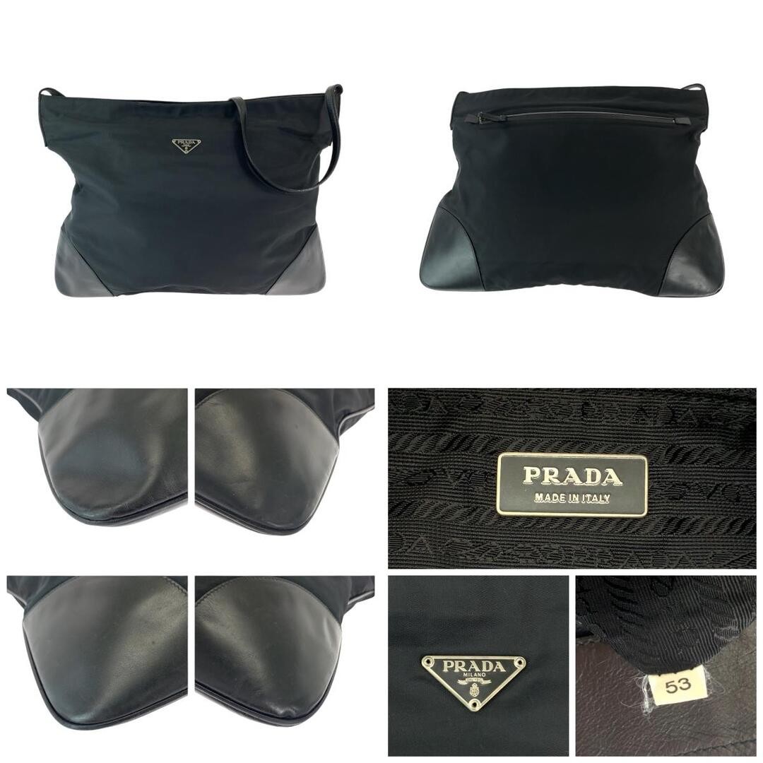 Good Condition PRADA Tessuto Triangle Logo Plate Black Nylon Shoulder Bag Messen thumbnail 2