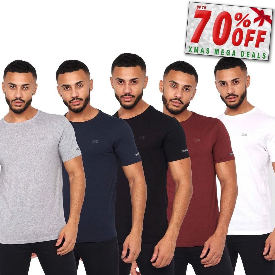 Crosshatch Fellawear Mens 5pk Casual Loungewear T-Shirts Tops Tees Multicolour