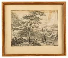 Dutch Old Master Print Etching, Pilgrim and Shepherd, De Heusch, 1690