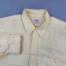 Brooks Brothers 346 Oxford Long Sleeve Dress Shirt Mens 17.5-34/35 Yellow Preppy