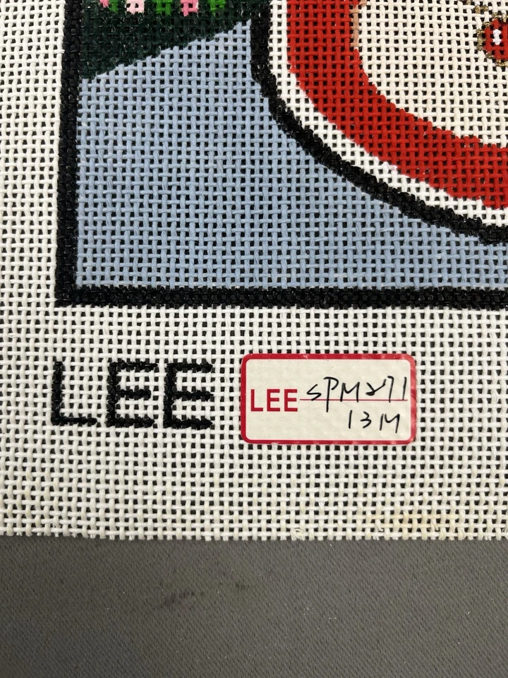 Lee Handpainted Needlepoint Canvas Vogue Woman In Hat Floral - Image 3 of 4