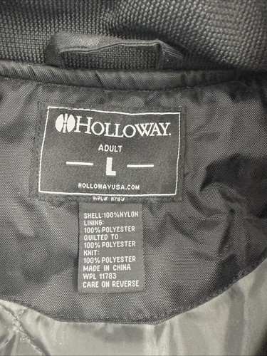 Holloway Mens Quilted Bomber Jacket Black White Stripe Large Button - Picture 4 of 9