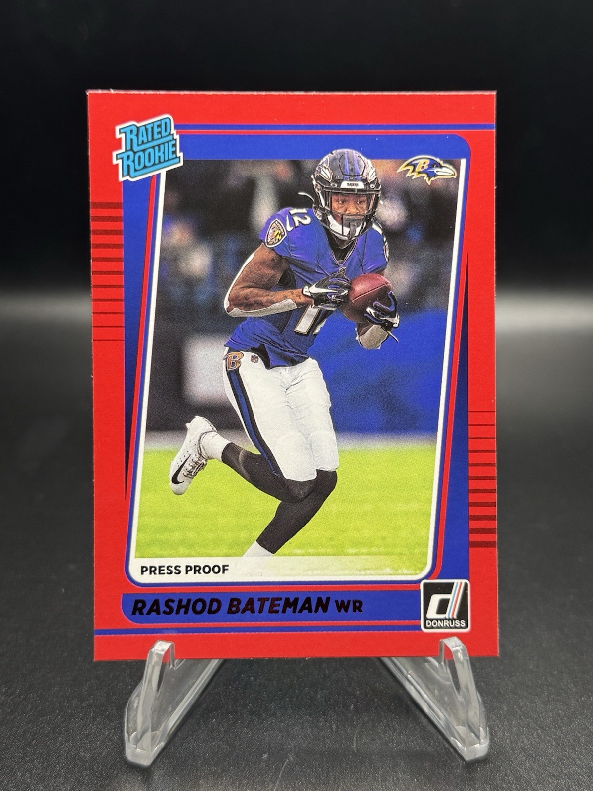 2021 Donruss Red Press Proof Rated Rookie Rashod Bateman RC Baltimore Ravens