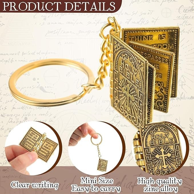 1pc Popular English HOLY BIBLE Christian Jesus Mini Bible Keychain Non