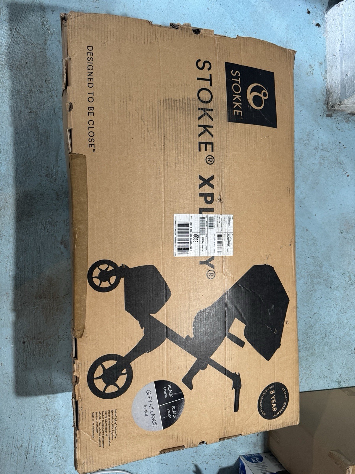 Stokke Xplory Stroller Black Chassis Ans Grey Melange Textiles
