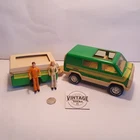 Vintage Tonka Toy. Green Campervan and Trailer plus 2 play people. VGC