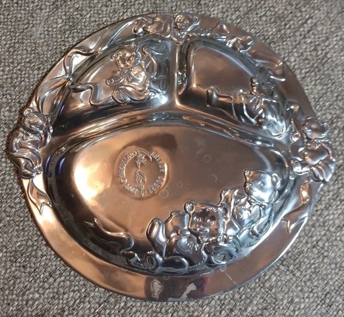 2002 Arthur Court Silver Teddy Bear Child’s 3 Section Plate 9” Diameter - Picture 2 of 3