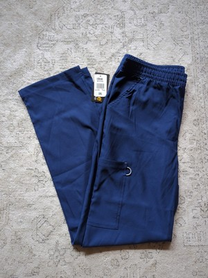 #ad NWT Urbane Landau Women#x27;s SMALL Straight Leg Cargo Scrub Pants NAVY BLUE $13.99