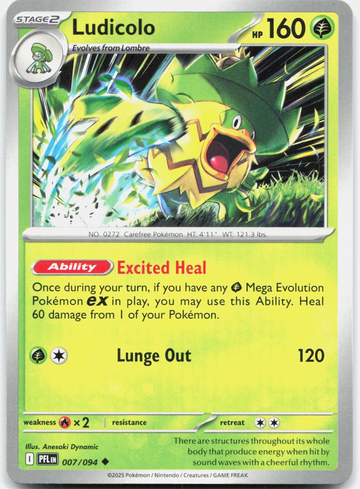 Ludicolo 007/094 Uncommon Phantasmal Flames Pokemon Near Mint