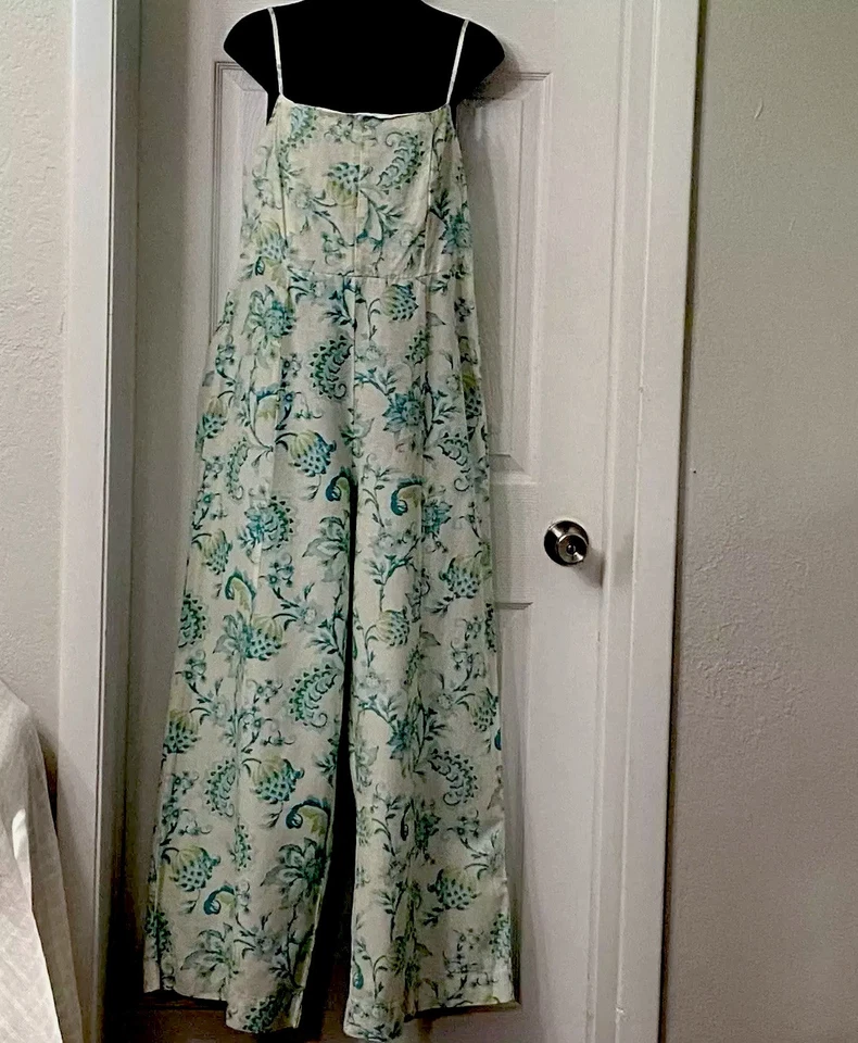 Macacão Feminino Rhythm Novo com etiquetas 12/L Cairo Perna Larga Branco Aqua Swifty Y2K Floral Boho - Imagem 3 de 4