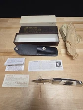 Buck 500 Duke Knife Gold Etched "Deer Heard", Fat Stag Handle, Sheath, Box, COA