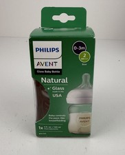 Philips Avent Glass Natural Bottle With Natural Response Nipple 4oz. Baby Bottle