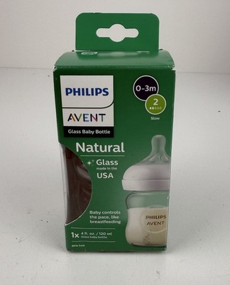 Philips Avent Glass Natural Bottle With Natural Response Nipple 4oz. Baby Bottle