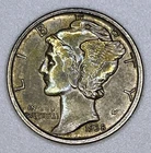 1938-S Mercury Dime 90% Silver San Francisco XF EF Toned Toning