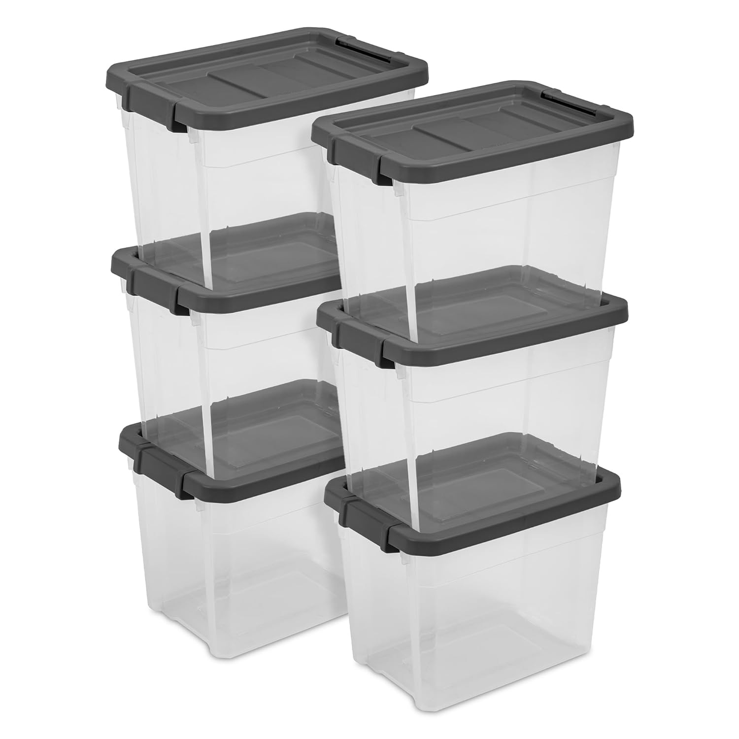 24-Pack Clear Stackable Plastic Storage Bins with Secure Latching Lids