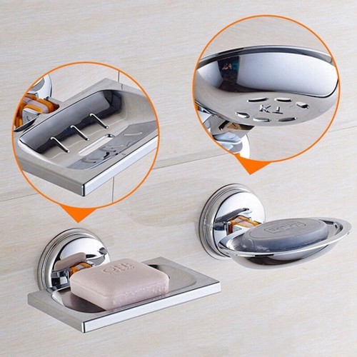 Bandeja Soporte Jabonera Baño Cromo Almacenamiento Succión Accesorio Succión Ducha - Imagen 2 de 9