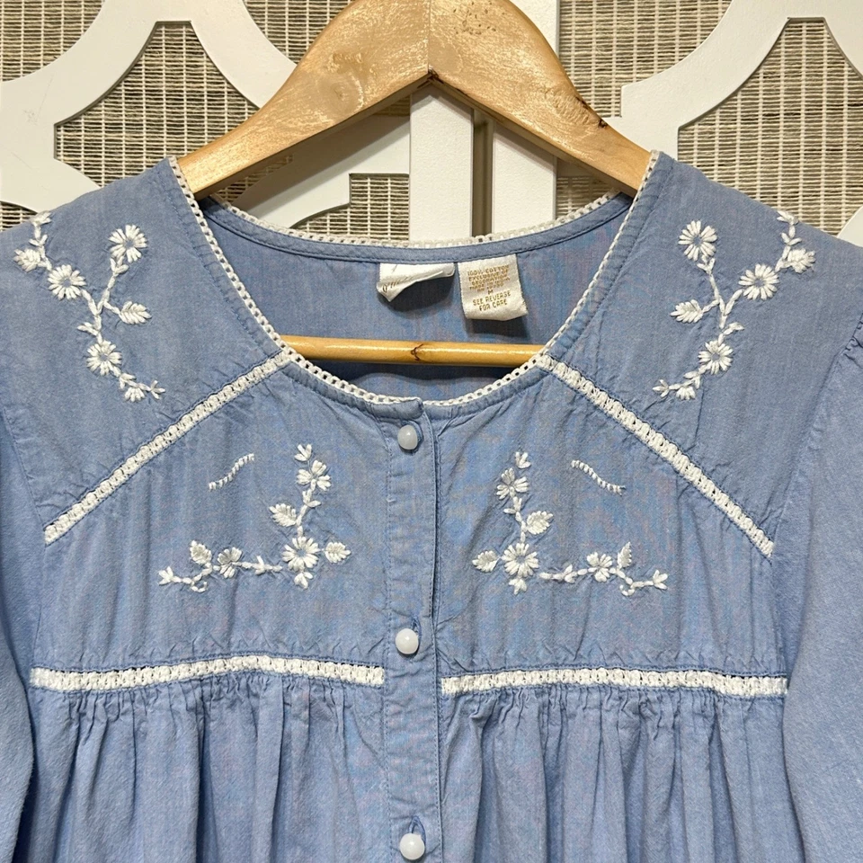 De Colección Gilligan & O'Malley Camisón Bordado Mediano Cottage Prairie House Vestido Foto 3 de 4