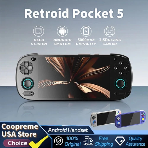 Retroid Pocket 5 Handheld Game Console 5.5'' AMOLED Screen Android13 Joystick RG