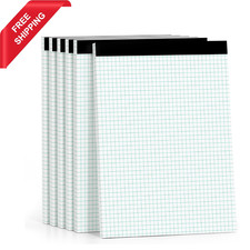 Graph Paper Pads 8.5 x 11, 4x4 Ruled, 6 Pack 1/4 8.5in x 11in