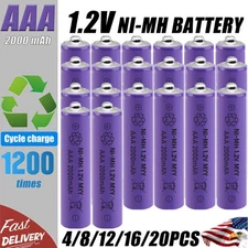 AAA Rechargeable Batteries Battery 2000mAh 1.2V AAA Battery With Smart Charger
