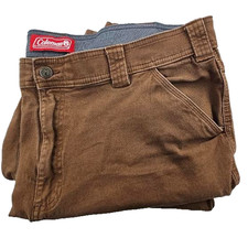Coleman Mens Carpenter Pants 40x32 Brown Workwear Utility Straight Elastic Waist
