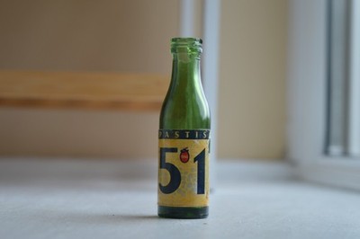 Pastis 51 Pernod Miniatur Glasflasche leer Vintage