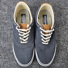 Sperry Sneaker Mens 9 Blue Striper II CVO Canvas Boat Shoe Nautical 1048024