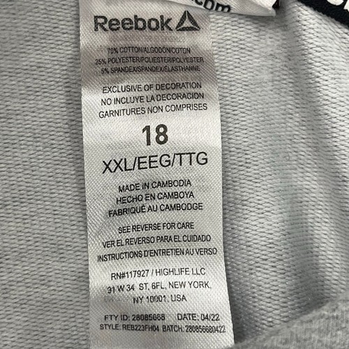 Reebok Gray Victory Half Zip Long Sleeve Hooded Pull Over Sweatshirt Boys 18 - Picture 7 of 10