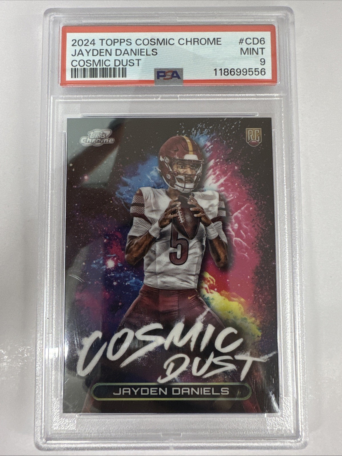Jayden Daniels #CD-6 Football Cards 2024 Topps Cosmic Chrome Dust trading card — raw and PSA graded price guide