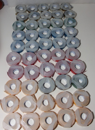 50 ROLLS ROTEX PRIMARK EMBOSSED LABEL TAPE YELLOW BLUE RED GOLD BLUE GREEN BROWN