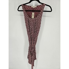 Ann Taylor Loft Women's Red Sleeveless Round Neck Wrap Dress Size XXSP NEW