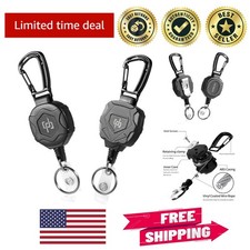 Tactical 2 Pack Retractable Carabiner Keychain with 32 Cord - Durable Stylish