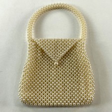 Japanese Kimono Beaded Bag,Formal,18x19x3cm,Cream.Brilliant,looks brand New,4612