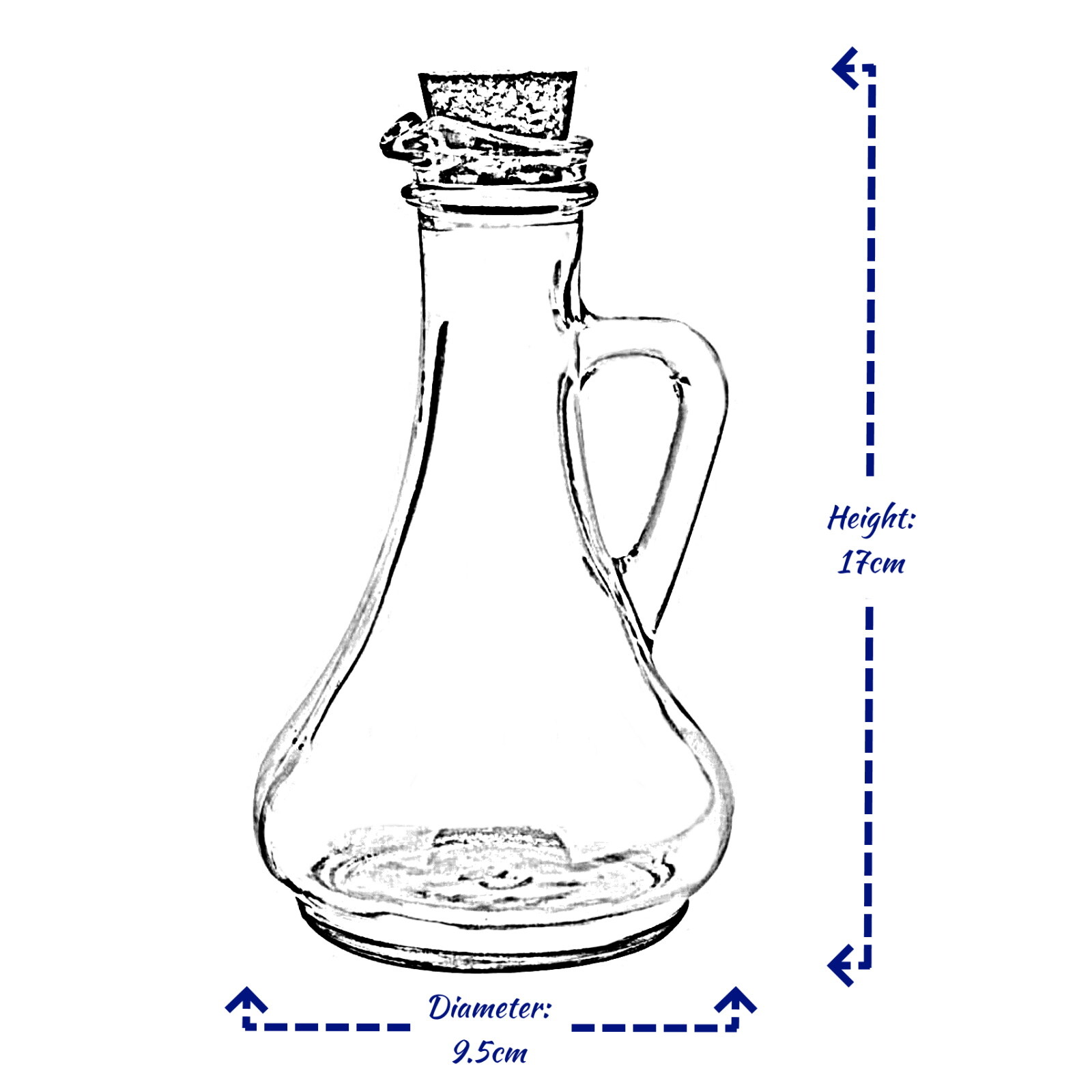 Olive Oil Bottle Pourer Glass Vinegar Drizzler Dispenser With Cork Lid