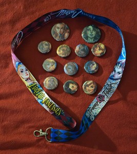 SDCC J Scott Campbell's Promo Pin/Button Lot Plus Lanyard