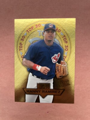 1997 Fleer Ultra #18/30 Top 30 Gold Medallion Indians Manny Ramirez.