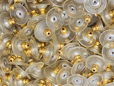24 Gold Silicone Stud Pierced Earring Clutch Backs 12mm Flat Comfort Stoppers