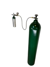 42" OAL Oxygen Transfill Hose w/ BLEED CGA540 to CGA870 Gauge and Bleed Valve