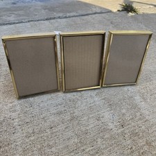 Vintage Gold Tone Metal Brass Photo Picture Frames Easel Back 5x7 Lot of 3 MCM