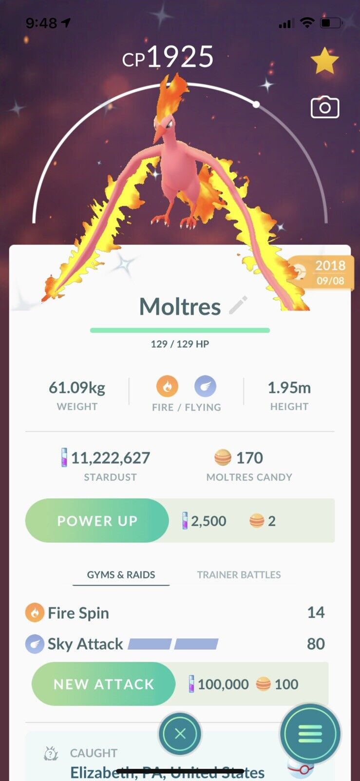 Shiny Moltres on my first raid, and last mon to finish my Kanto dex. :  r/pokemongo