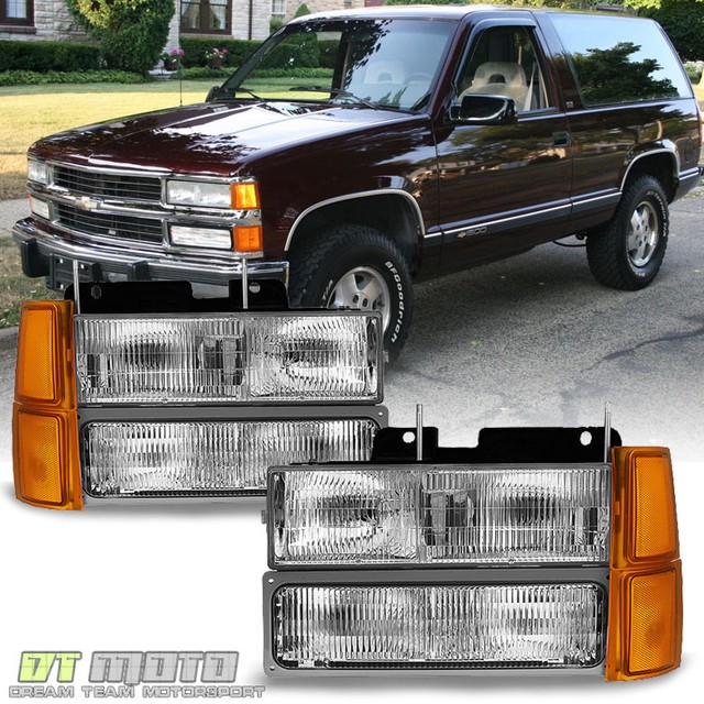 19941998 Chevy Silverado Tahoe Suburban Black Headlight+Smoke LED 3RD