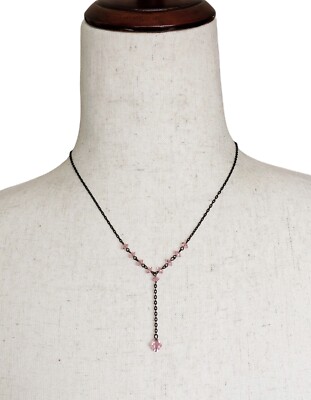 Vintage Robert Rose Signed Crystal Glass Choker Necklace Lariat Y Drop Victorian