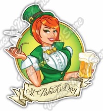 Irish Girl St. Patrick's Day Beer Gift Car Bumper Vinyl Sticker Decal 4"X5"