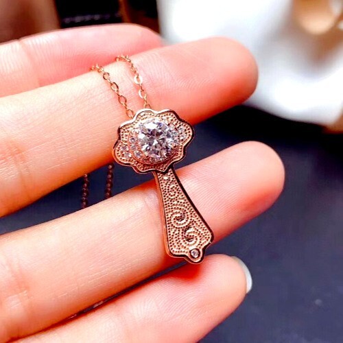 2 Ct Round Cut Simulated Diamond Women's Solitaire Pendant 14K Rose Gold Plated