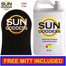 SUN GODDESS - LIGHT - 8 oz - Spray Tan Solution Liquid Mist  Best Tanning Mitt