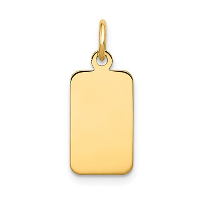 14k Gelbgold 21mm x 8mm kleine einfache gravierbare rechteckige Scheibe Charm