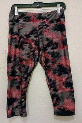 Women's Pink, Black and Gray Spotted Capri Athletic Leggings