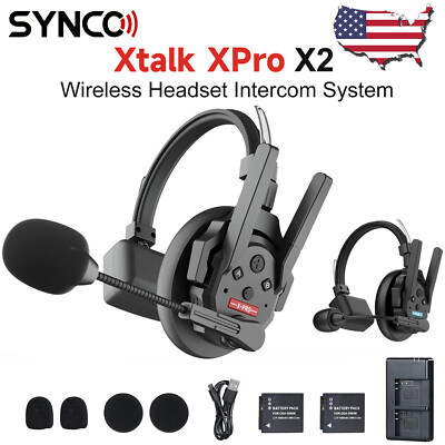 SYNCO XTalk XPro2 X2 500m Wireless Headset Intercom System Full Duplex 2-Person